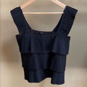 JCrew Black Pleated Layered Top, Size S